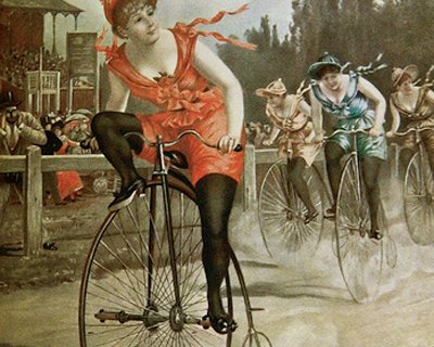 Иллюстрация "Наши велосипедистки" (художник неизвестен)