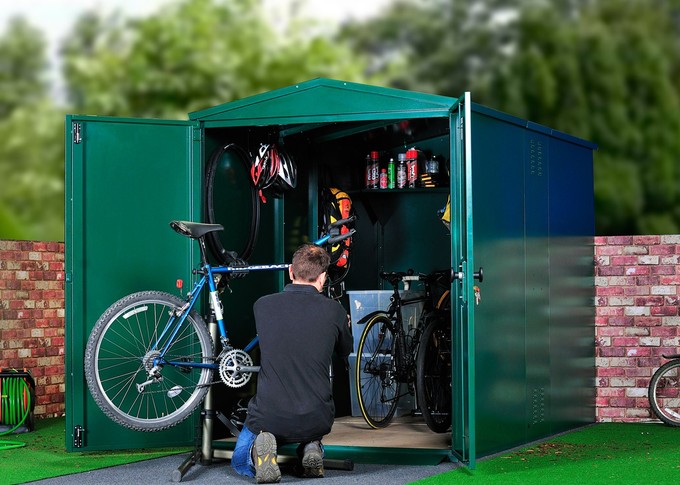 металлический шкаф для хранения велосипеда