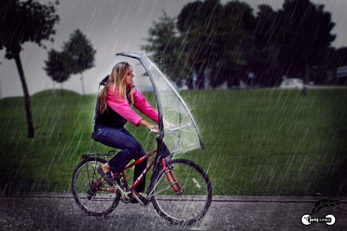 Зонт на велосипед LeafxPro надежно защитит в дождливую погоду 