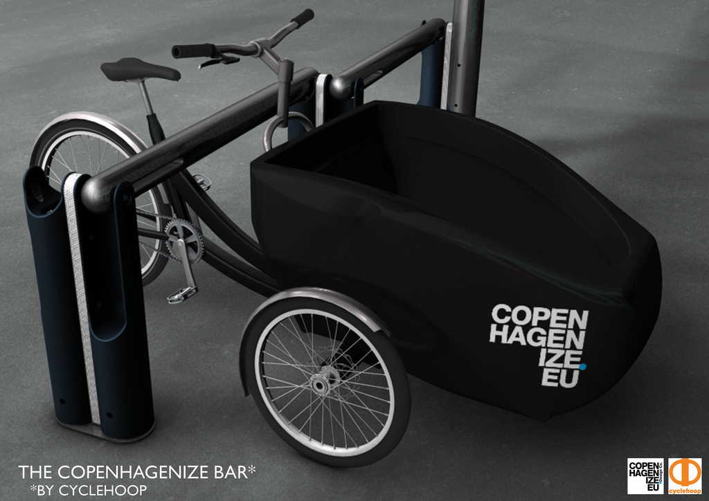 Парковка для грузовых велосипедов от Copenhagenize