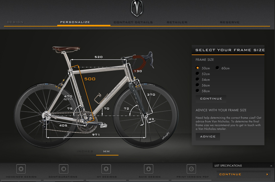 Велопроизводитель Van Nicholas запустил сервис онлайн-кастомайзинга